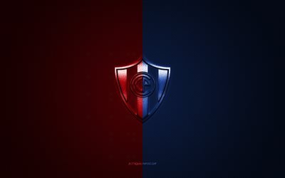 Cerro Porte&#241;o, club de f&#250;tbol paraguayo, logotipo rojo azul, fondo de fibra de carbono rojo azul, Primera Divisi&#243;n paraguaya, f&#250;tbol, Asunci&#243;n, Paraguay, logotipo de Cerro Porte&#241;o
