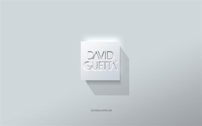 David Guetta logotyp, vit bakgrund, David Guetta 3d logotyp, 3d konst, David Guetta, 3d David Guetta emblem