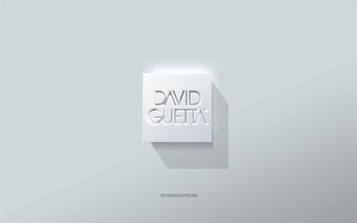 David Guetta logo, white background, David Guetta 3d logo, 3d art, David Guetta, 3d David Guetta emblem