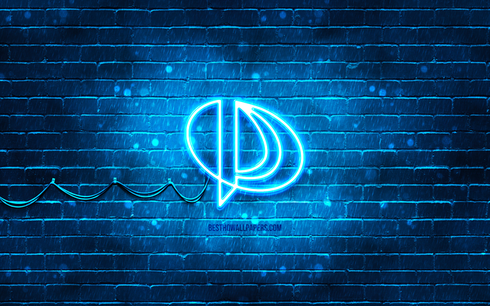 Palit blue logo, 4k, blue brickwall, Palit logo, markalar, Palit neon logo, Palit