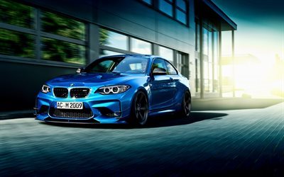 BMW M2クーペ, 2016年, F87, 青m2, 速度, 道路, ドイツ車, BMW