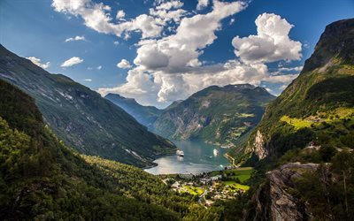 مضيق جيرانجير, الصخور, النرويج, الأشجار, المضيق, البواخر السياحية