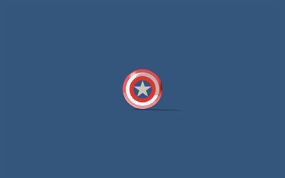 4k, Captain America, minimal, supereroi, logo, Captain America Shield