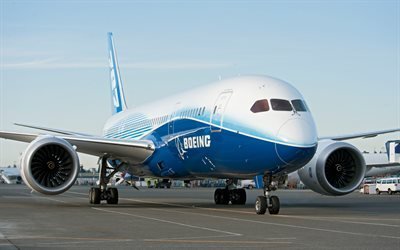 Boeing 787 Dreamliner, 4k, jet avi&#243;n de pasajeros, nuevos aviones, transporte a&#233;reo, Boeing