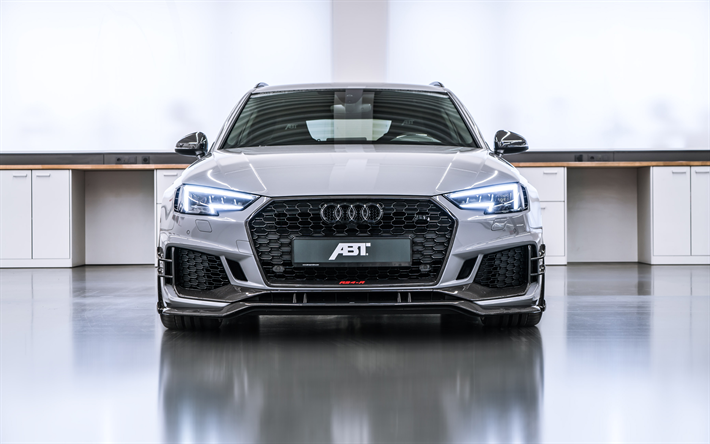 Audi RS4 Avant, 4k, 2018 coches, vista de frente, ABT RS4-R, ABT, la optimizaci&#243;n, el Audi