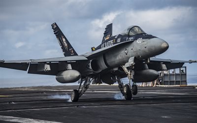 McDonnell Douglas FA-18 Hornet, FA-18C, take off from an aircraft carrier, American fighter, US Navy, USA