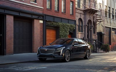 Cadillac CT6 V-Sport, 2019, exterior, luxury car, business class, tuning, new black CT6, photo shoot, Cadillac