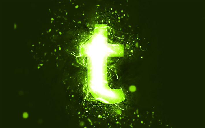 Tumblr lime logo, 4k, lime neon lights, creative, lime abstract background, Tumblr logo, social network, Tumblr