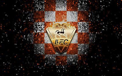 Club Llaneros SA, glitter logo, La Liga FutVe, orange white checkered background, soccer, Venezuelan football club, Llaneros FC logo, mosaic art, football, Venezuelan Primera Division, Llaneros FC