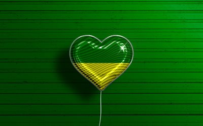 I Love Morona-Santiago, 4k, realistic balloons, green wooden background, Day of Morona-Santiago, ecuadorian provinces, flag of Morona-Santiago, Ecuador, balloon with flag, Provinces of Ecuador, Morona-Santiago flag, Morona-Santiago