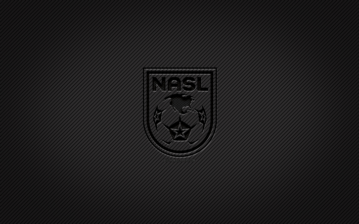 NASL carbon logo, 4k, grunge art, North American Soccer League, carbon background, creative, NASL black logo, sports league, NASL logo, NASL