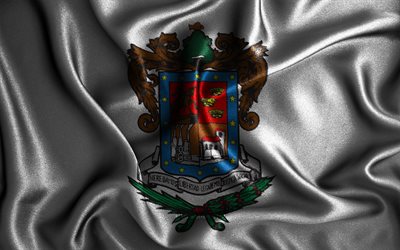 Michoacan de Ocampo flag, 4k, silk wavy flags, mexican states, Day of Michoacan de Ocampo, fabric flags, Flag of Michoacan de Ocampo, 3D art, Michoacan de Ocampo, North America, States of Mexico, Michoacan de Ocampo 3D flag, Mexico