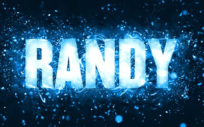 Happy Birthday Randy, 4k, blue neon lights, Randy name, creative, Randy Happy Birthday, Randy Birthday, popular american male names, picture with Randy name, Randy