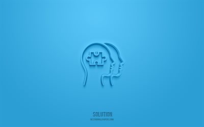 Solution 3d icon, blue background, 3d symbols, Solution, business icons, 3d icons, Solution sign, business 3d icons