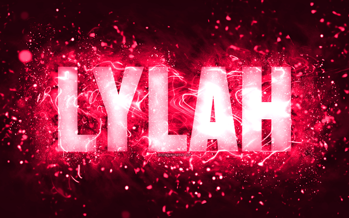 عيد ميلاد سعيد ليلى, 4k, أضواء النيون الوردي, اسم ليلى, خلاق, عيد ميلاد ليلى سعيد, عيد ميلاد ليلى, أسماء الإناث الأمريكية الشعبية, صورة باسم ليلى, ليلى