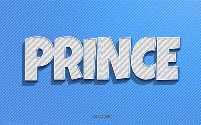 Prince, blue lines background, wallpapers with names, Prince name, male names, Prince greeting card, line art, picture with Prince name