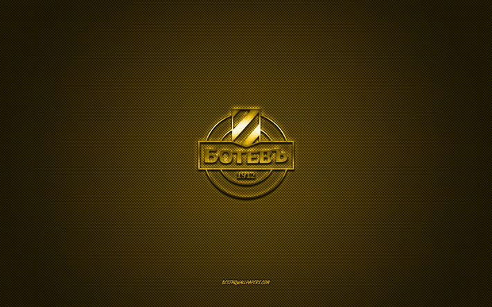 botev plovdiv, b&#250;lgaro clube de futebol, logotipo amarelo, amarelo fibra de carbono de fundo, primeira liga b&#250;lgara, parva liga, futebol, plovdiv, bulg&#225;ria, botev plovdiv logo