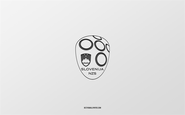 Slovenia national football team, white background, football team, emblem, UEFA, Slovenia, football, Slovenia national football team logo, Europe