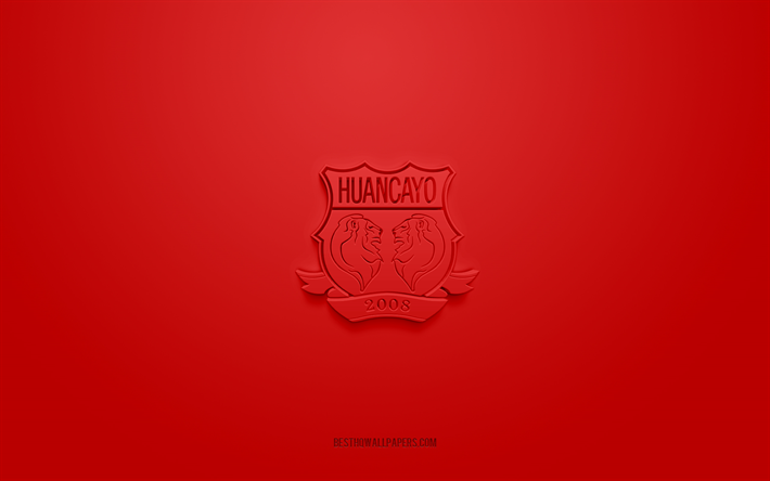 sport huancayo, yaratıcı 3d logo, kırmızı arka plan, peru primera division, 3d amblem, peru futbol kul&#252;b&#252;, huancayo, peru, 3d sanat, 1 lig, futbol, ​​sport huancayo 3d logo