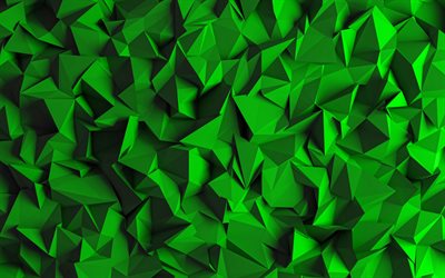 low poly 3D texture, 4k, geometric shapes, 3D textures, green low poly backgrounds, low poly patterns, geometric textures, green 3D backgrounds, low poly textures