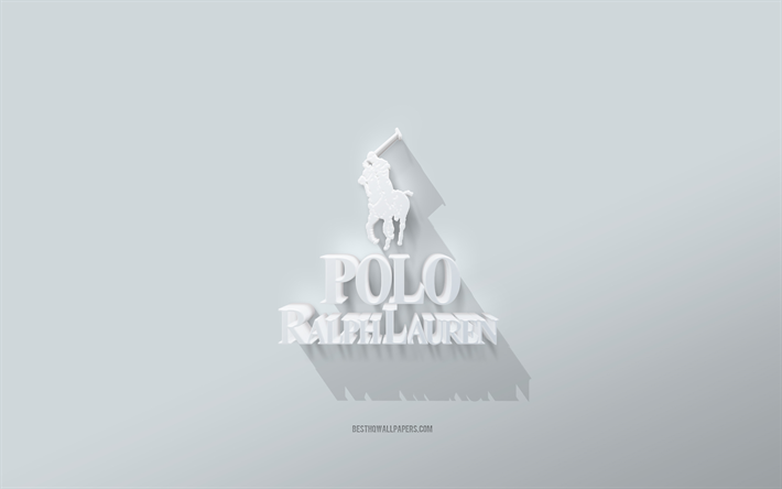 ポロラルフローレンのロゴ, 白色の背景, ポロラルフローレン3dロゴ, 3dアート, ポロラルフローレン, 3dポロラルフローレンエンブレム