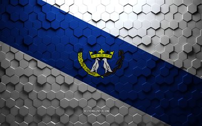Flag of Ponta Grossa, honeycomb art, Ponta Grossa hexagons flag, Ponta Grossa 3d hexagons art, Ponta Grossa flag