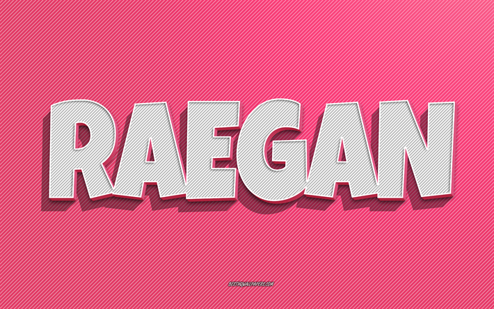 レーガン, ピンクの線の背景, 名前の壁紙, レーガン名, 女性の名前, raeganグリーティングカード, 線画, raeganの名前の写真