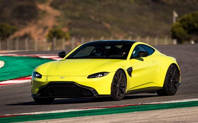4k, Aston Martin Vantage, chemin de c&#226;bles, 2018 voitures, supercars, Aston Martin