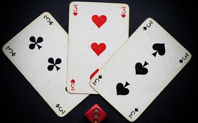 Playing cards, poker concepts, combination of triples, cards