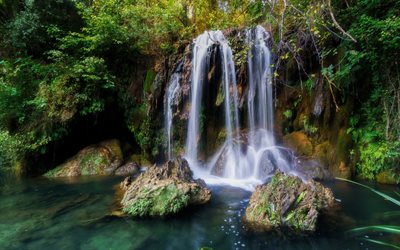 waterfall, lake, jungle, rainforest, beautiful nature, freshness concepts