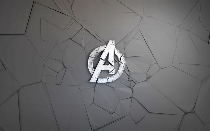 The Avengers, Creative logo, destroyed symbol, polygon style, new movies, comics