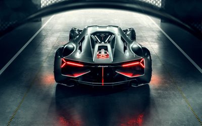 Lamborghini Terzo Millennio, 2018, Back view, luxury unique car, italnskie sport cars, concepts, Hypercar, Lamborghini