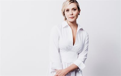 Elizabeth Olsen, fotoğraf &#231;ekimi, beyaz elbiseler, Amerikalı oyuncu, portre, Hollywood&#39;un gen&#231; yıldız, Olsen kardeşler