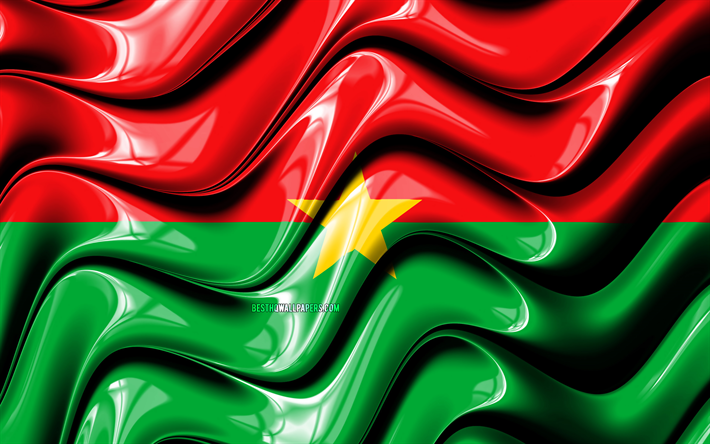 Burkina Faso bandera, 4k, &#193;frica, s&#237;mbolos nacionales, la Bandera de Burkina Faso, arte 3D, Burkina Faso, pa&#237;ses de &#193;frica, Burkina Faso 3D de la bandera