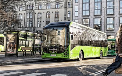 2019, ボルボ7900ハイブリッド, 市バスの乗客, 電気バス, 旅客輸送, 都市交通, ストックホルム, スウェーデン, ボルボ