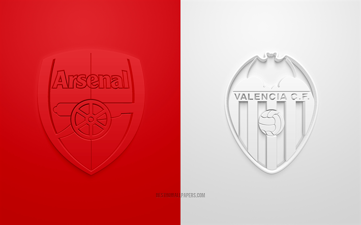 Arsenal FC vs Valencia CF, partita di calcio, UEFA Europa League, 3d arte, materiali promozionali, semi-finale, calcio, Europa, Arsenal, Valencia CF