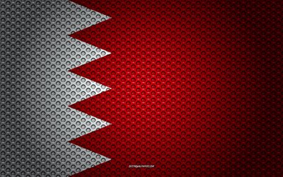 Flaggan i Bahrain, 4k, kreativ konst, metalln&#228;t konsistens, Bahrain flagga, nationell symbol, Bahrain, Asien, flaggor fr&#229;n l&#228;nder i Asien