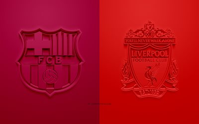 FC Barcelona vs Liverpool FC, partida de futebol, UEFA Champions League, Arte 3d, materiais promocionais, semifinal, futebol, Europa, O FC Barcelona, O Liverpool FC