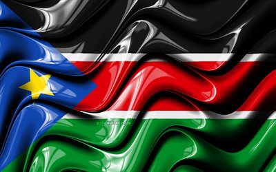 Le Soudan du sud drapeau, 4k, en Afrique, symbole national, le Drapeau du Soudan du Sud, art 3D, le Soudan du Sud, les pays d&#39;Afrique, le Soudan du Sud en 3D drapeau