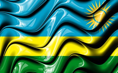 ルワンダフラグ, 4k, アフリカ, 国立記号, 旗のルワンダ, 3Dアート, ルワンダ, アフリカ諸国, ルワンダでの3Dフラグ