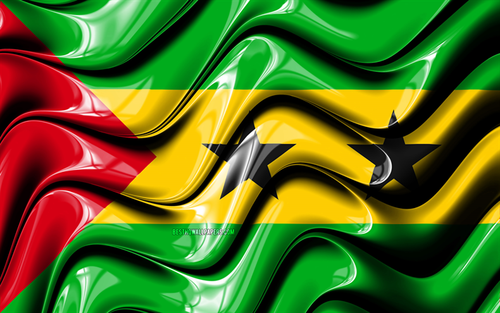 سان تومي وبرينسيبي العلم, 4k, أفريقيا, الرموز الوطنية, العلم من ساو تومي وبرينسيبي, الفن 3D, سان تومي وبرينسيبي, البلدان الأفريقية, سان تومي وبرينسيبي 3D العلم
