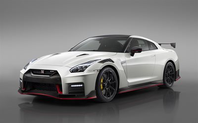 2020, Nissan GT-R Nismo, branco coup&#233; desportivo, exterior, ajuste GT-R, novo branco GT-R, Carros japoneses, Nissan