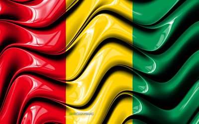 Guineas flagga, 4k, Afrika, nationella symboler, Flagga Guinea, 3D-konst, Guinea, Afrikanska l&#228;nder, Guinea 3D-flagga