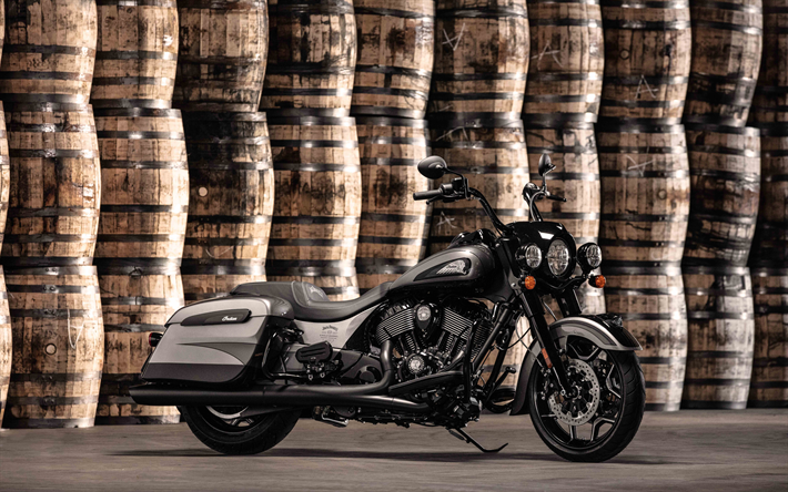 4k, Jack Daniels LE Indien Springfield Dark Horse, vue de c&#244;t&#233;, en 2019, v&#233;los, motos custom, tuning, Indian Motocycles