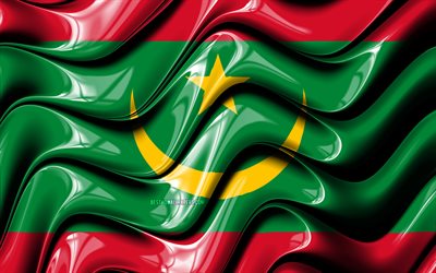 Mauretaniens flagga, 4k, Afrika, nationella symboler, Flaggan i Mauretanien, 3D-konst, Mauretanien, Afrikanska l&#228;nder, Mauretanien 3D-flagga