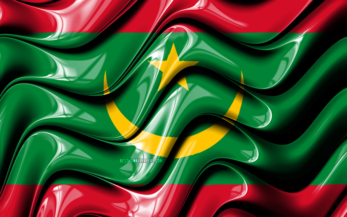 Mauritanienne drapeau, 4k, en Afrique, symbole national, le Drapeau de la Mauritanie, art 3D, de la Mauritanie, les pays d&#39;Afrique, de la Mauritanie 3D drapeau