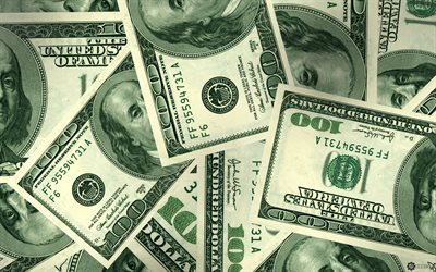 Amerikan Doları, para doku, yeşil finans doku, 100 dolar, yeşil arka plan, para, para kavramları