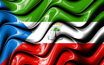 Guinea ecuatorial bandera, 4k, &#193;frica, s&#237;mbolos nacionales, la Bandera de Guinea Ecuatorial, arte 3D, Guinea Ecuatorial, pa&#237;ses de &#193;frica, Guinea Ecuatorial 3D de la bandera