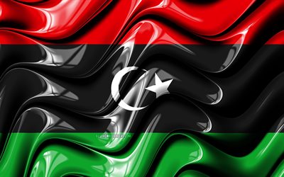 Libyens flagga, 4k, Afrika, nationella symboler, Flaggan i Libyen, 3D-konst, Libyen, Afrikanska l&#228;nder, Libyen 3D-flagga
