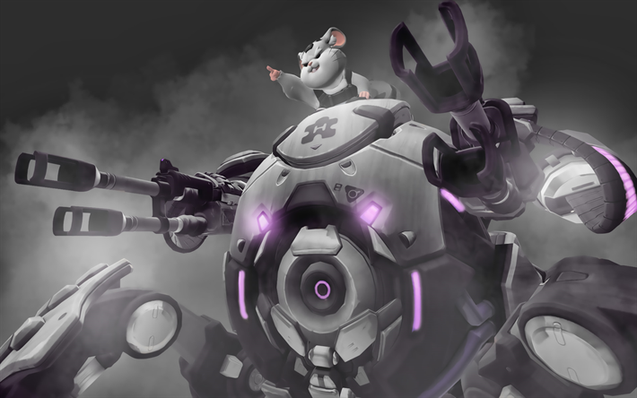 Wrecking Ball, darkness, Overwatch characters, robots, 2019 games, shooter, Overwatch, Wrecking Ball Overwatch